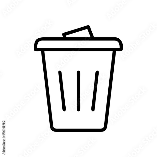 Trash bin icon drawn in minimalist style on white background  