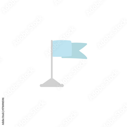 Pale Blue Flag Symbolizing Victory and Achievement on a Gray Stand