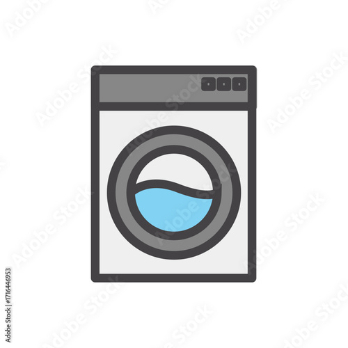 Modern laundry appliance icon representing clean clothes washing concept and home hygiene