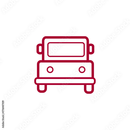Minimalist red vehicle icon representing modern transportation concepts and travel