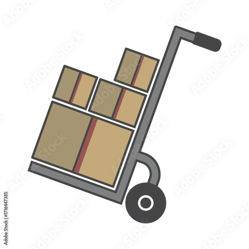 Hand Truck with Packages Efficient Delivery and Logistics