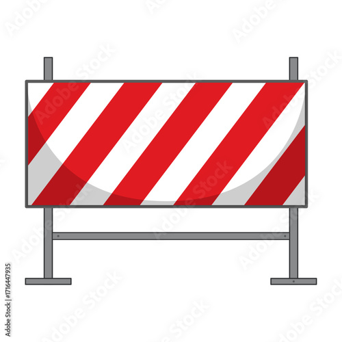 Roadwork Warning Sign with Red and White Stripes A Traffic Safety Illustration