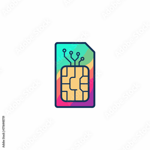 A logo of a colorful SIM card with a geometric chip design.