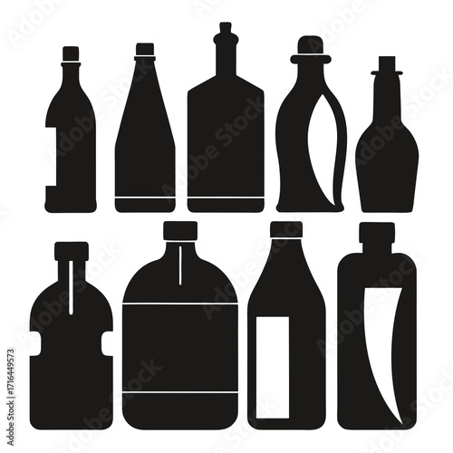 set of different bottles