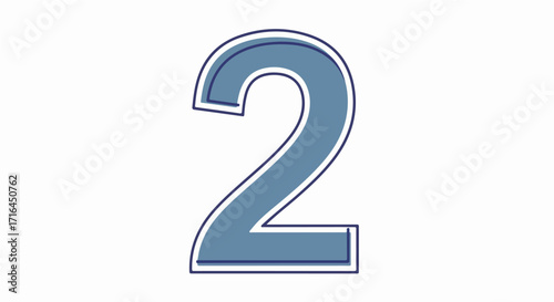 Stylish Number Two Design Blue and White Number Two Illustration