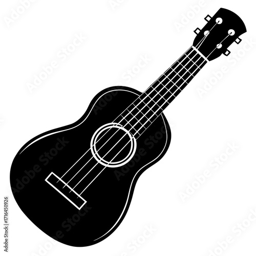Ukulele Musical Instrument Black Silhouette Vector Icon
