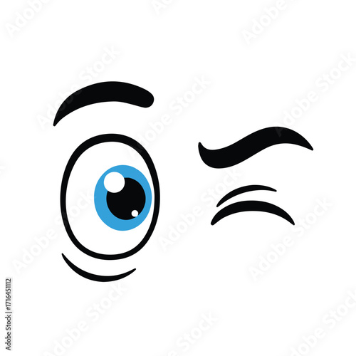 Funny cartoon eyes with a playful and whimsical look are depicted in a vibrant 2D flat vector illustration, isolated against a clean white background.