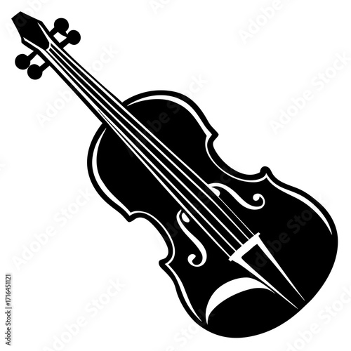 Violin Musical Instrument Black Silhouette Vector Icon
