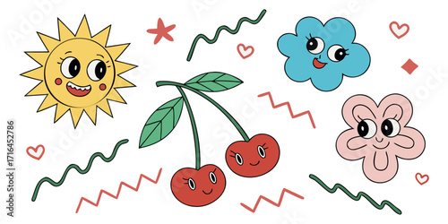 Whimsical characters and cheerful elements bring smiles to any design, perfect for children's products and playful projects.