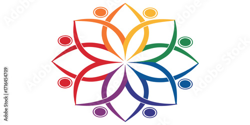 Colorful interconnected design symbolizing teamwork, community, and collaboration for diversity and inclusion
