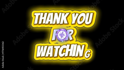 realistic isolated neon sign of the text THANKS FOR WATCHING frame logo on the black background
