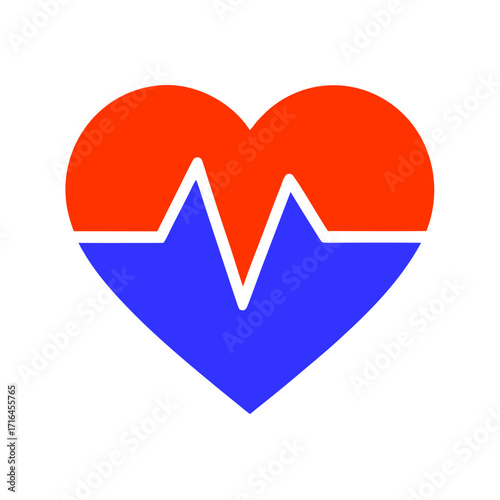 Abstract medical heartbeat monitor silhouette graphic with vibrant color accents on white
