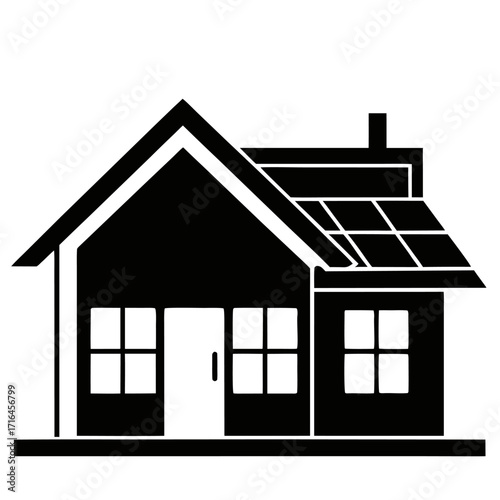 Simple house silhouette graphic design element on a clean white background for various uses