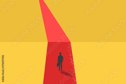 Businessman follow a path for business opportunities. visionary leadership different business routes. Symbol of ambition, motivation and long road ahead