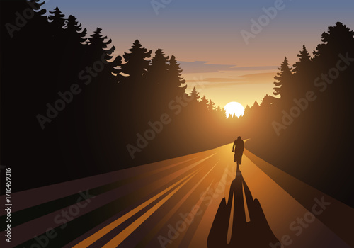 road to the sun and a cyclist