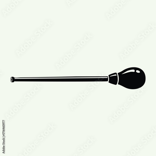Black silhouette illustration of a long slender pipe with a bulbous mouthpiece on a light background