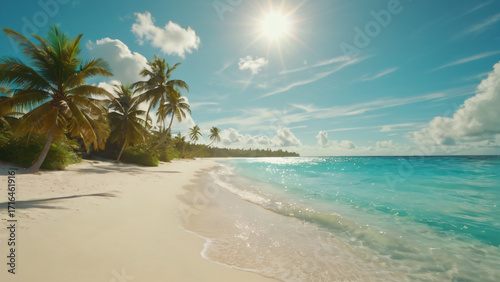 Beautiful Tropical Beach with Clear Blue Sea and White Sand