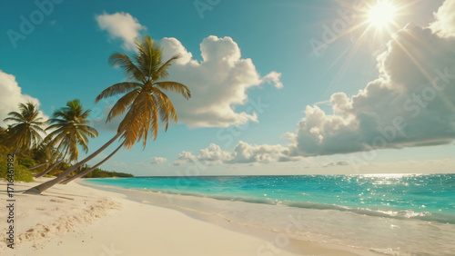 Beautiful Tropical Beach with Clear Blue Sea and White Sand