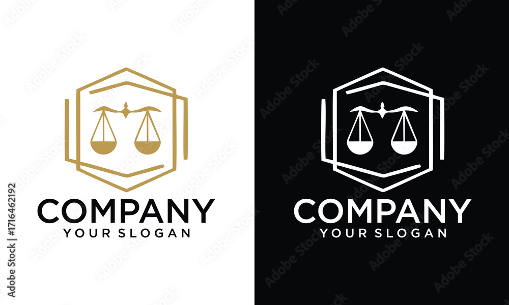 Fototapeta premium Creative Scale of justice, lawyer logo, sign, icon, symbol, scale logo template
