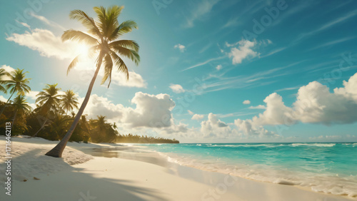 Beautiful Tropical Beach with Clear Blue Sea and White Sand
