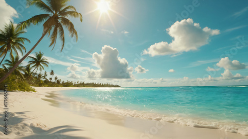 Beautiful Tropical Beach with Clear Blue Sea and White Sand
