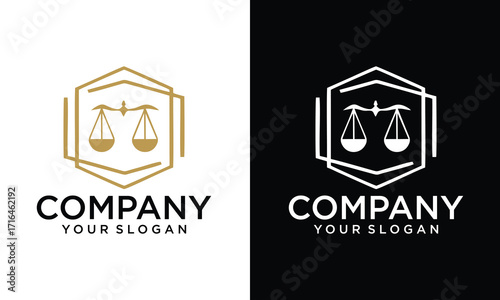 Creative Scale of justice, lawyer logo, sign, icon, symbol, scale logo template