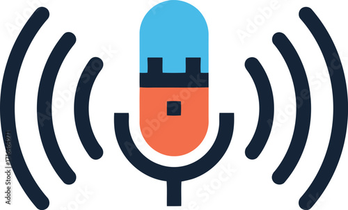 Microphone Icon – Podcast, Broadcasting and Audio Recording Illustration