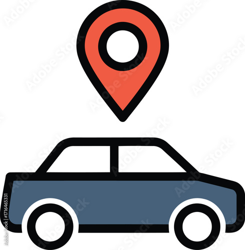 Car GPS Icon – Vehicle Navigation, Location Tracking and Transportation Illustration