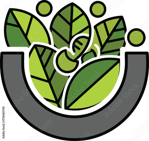Fresh Green Salad Bowl with Leaves and Sprouts