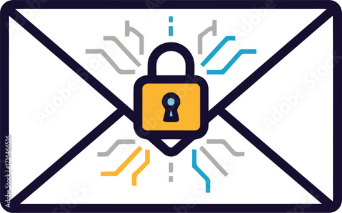 Secure Email Icon – Encrypted Messaging, Privacy, and Cybersecurity Vector