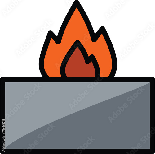 Gas Burner Flame Icon – Heating, Energy, and Fire Safety Vector