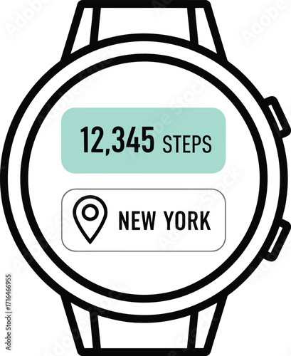 Smartwatch Step Counter  Steps New York Location Fitness Tracker