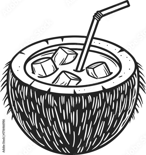Hand drawn vector illustration of a traditional yerba mate calabash and a drum set with drum sticks