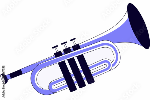 trumpet isolated on blue