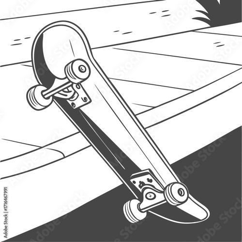 Vector sketch of an airplane with a compass and pencil design