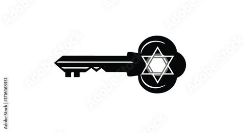 Symbolic key with Star of David represents access to Jewish heritage and tradition