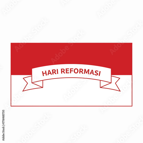 Hari Reformasi banner on Indonesian flag background, symbolizing national reform and change