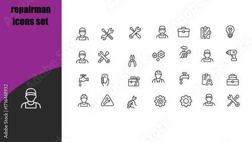 repairman icons set