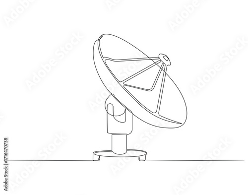 Parabolic satellite continuous line. Continuous one line drawing of satellite dish. Signal catching parabola concept. Single line drawing