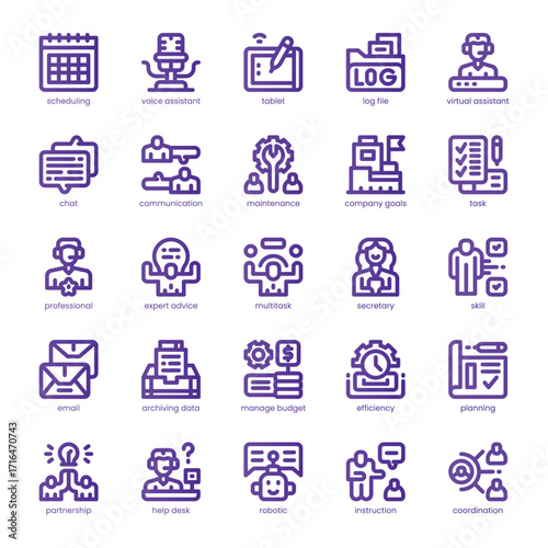 Assistant Icon pack for your website, mobile, presentation, and logo design. Assistant Icon line basic color design. Vector graphics illustration and editable stroke.