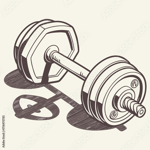 Vector illustration of a heavy gym dumbbell isolated on a white background for strength and fitness training