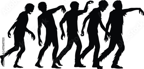 Silhouette showing human evolution from baby to monster, horror transformation, creepy life stages concept, scary creature development, dark nightmare growth