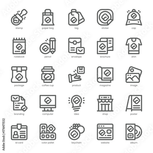 Brand Identity Icon pack for your website, mobile, presentation, and logo design. Brand Identity Icon outline design. Vector graphics illustration and editable stroke.