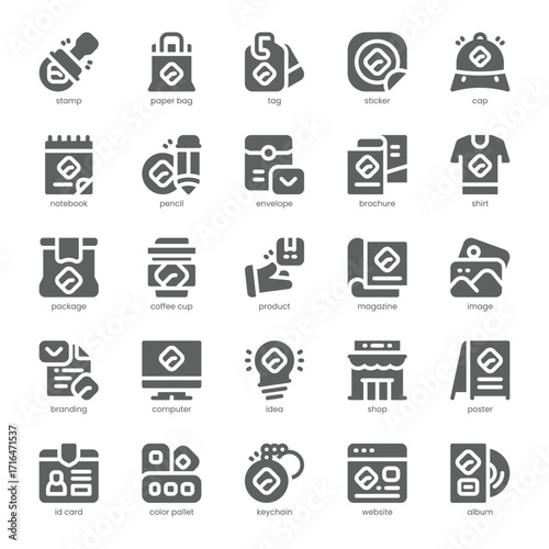 Brand Identity Icon pack for your website, mobile, presentation, and logo design. Brand Identity Icon solid design. Vector graphics illustration and editable stroke.