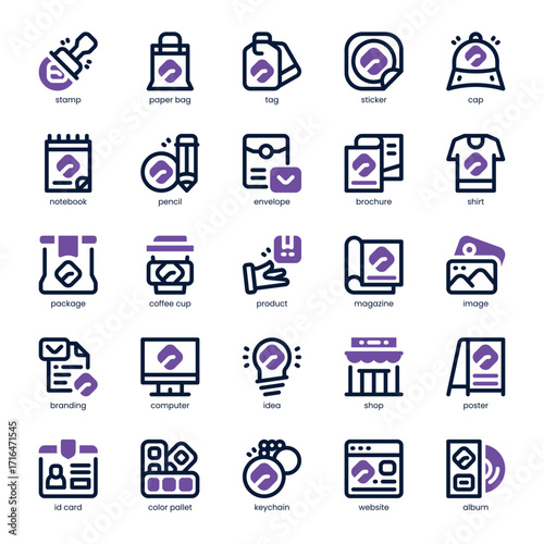 Brand Identity Icon pack for your website, mobile, presentation, and logo design. Brand Identity Icon dual tone design. Vector graphics illustration and editable stroke.