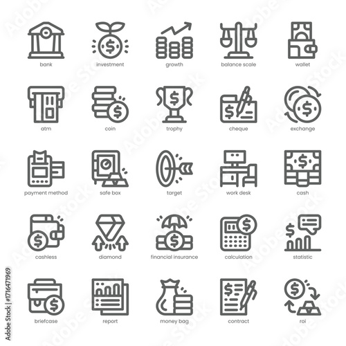 Business Investment Icon pack for your website, mobile, presentation, and logo design. Business Investment Icon outline design. Vector graphics illustration and editable stroke.