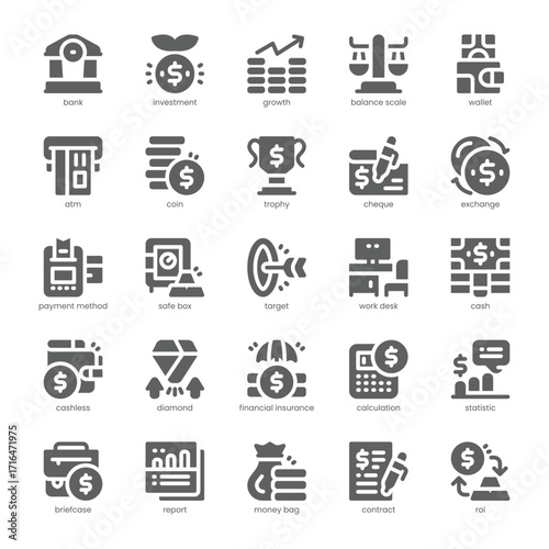 Business Investment Icon pack for your website, mobile, presentation, and logo design. Business Investment Icon solid design. Vector graphics illustration and editable stroke.