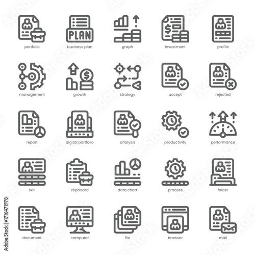 Business Portfolio Icon pack for your website, mobile, presentation, and logo design. Business Portfolio Icon outline design. Vector graphics illustration and editable stroke.