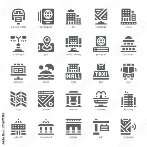 City Guide Icon pack for your website, mobile, presentation, and logo design. City Guide Icon solid design. Vector graphics illustration and editable stroke.