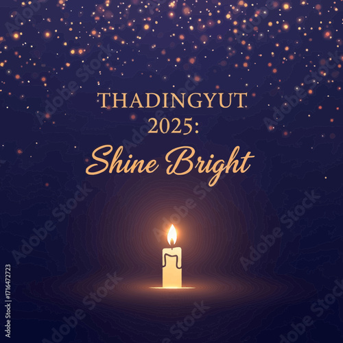 Thadingyut Festival 2025 Shine Bright Candle Light Tradition with Sparkles Background